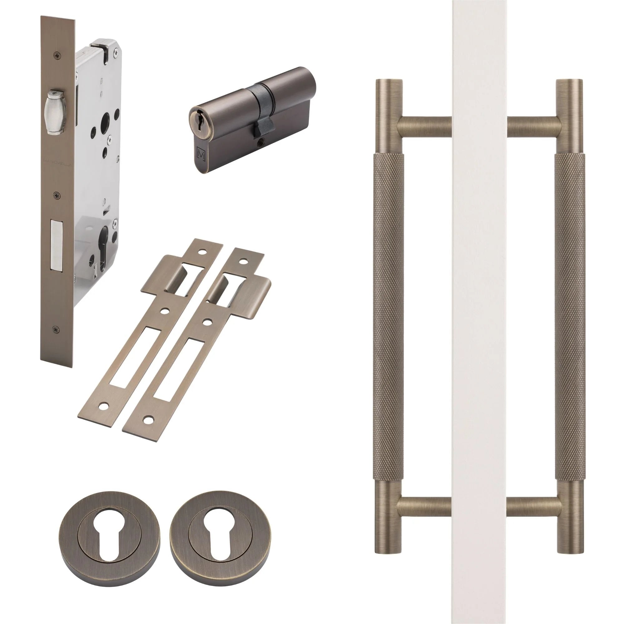 Aged Brass Roller Lock Kit - Charmian Pull - Manovella