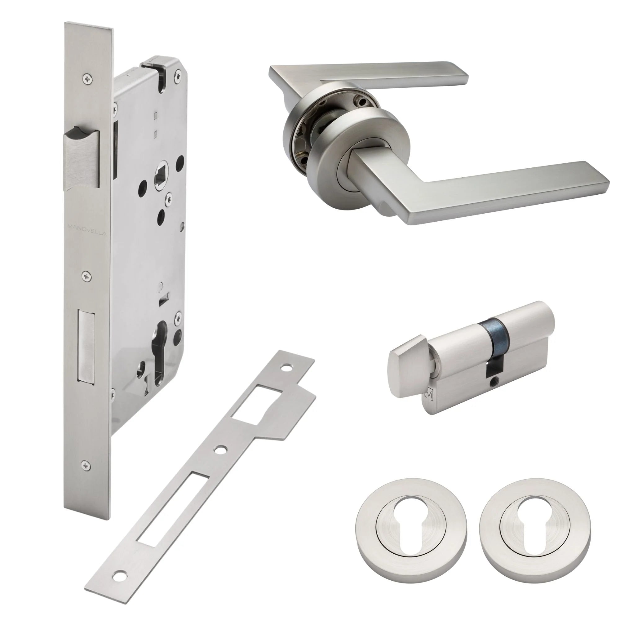 Brushed Nickel Entrance Door Kit Hamilton - Manovella