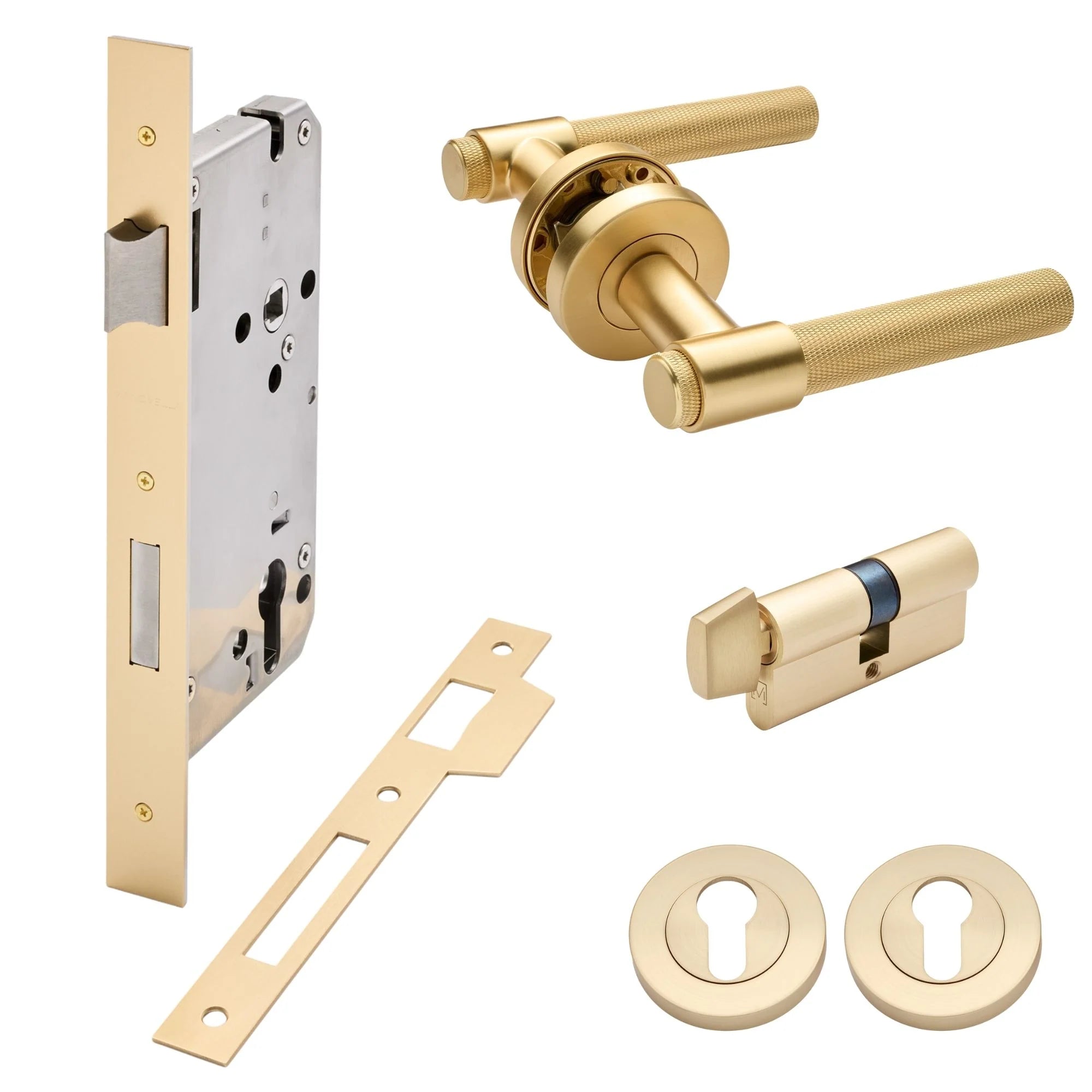 Satin Brass Entrance Door Kit Rosedale - Manovella