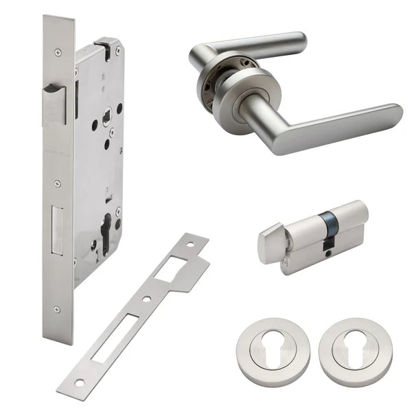Brushed Nickel Entrance Door Kit Fairhaven - Manovella