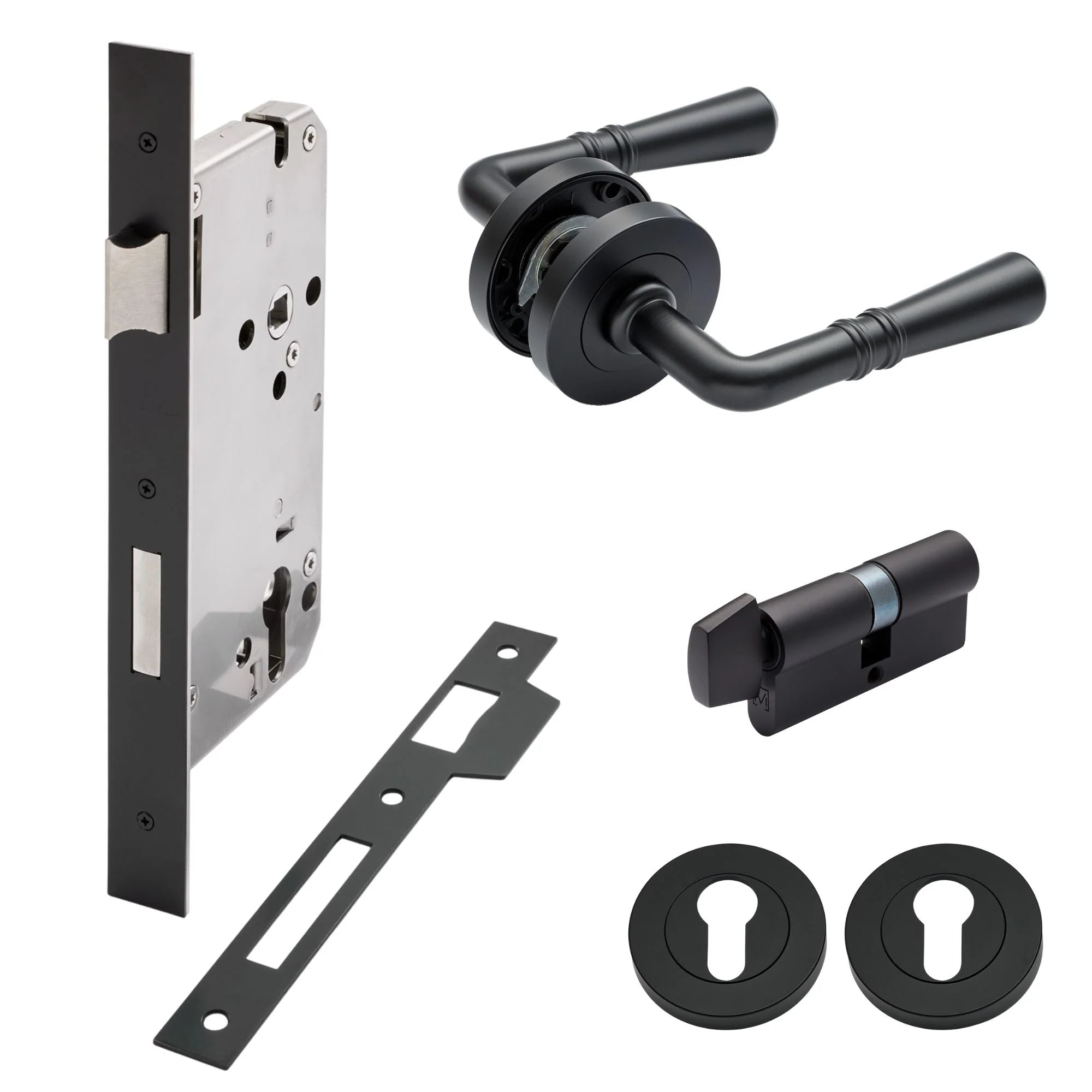 Matt Black Entrance Door Kit Lexton - Manovella