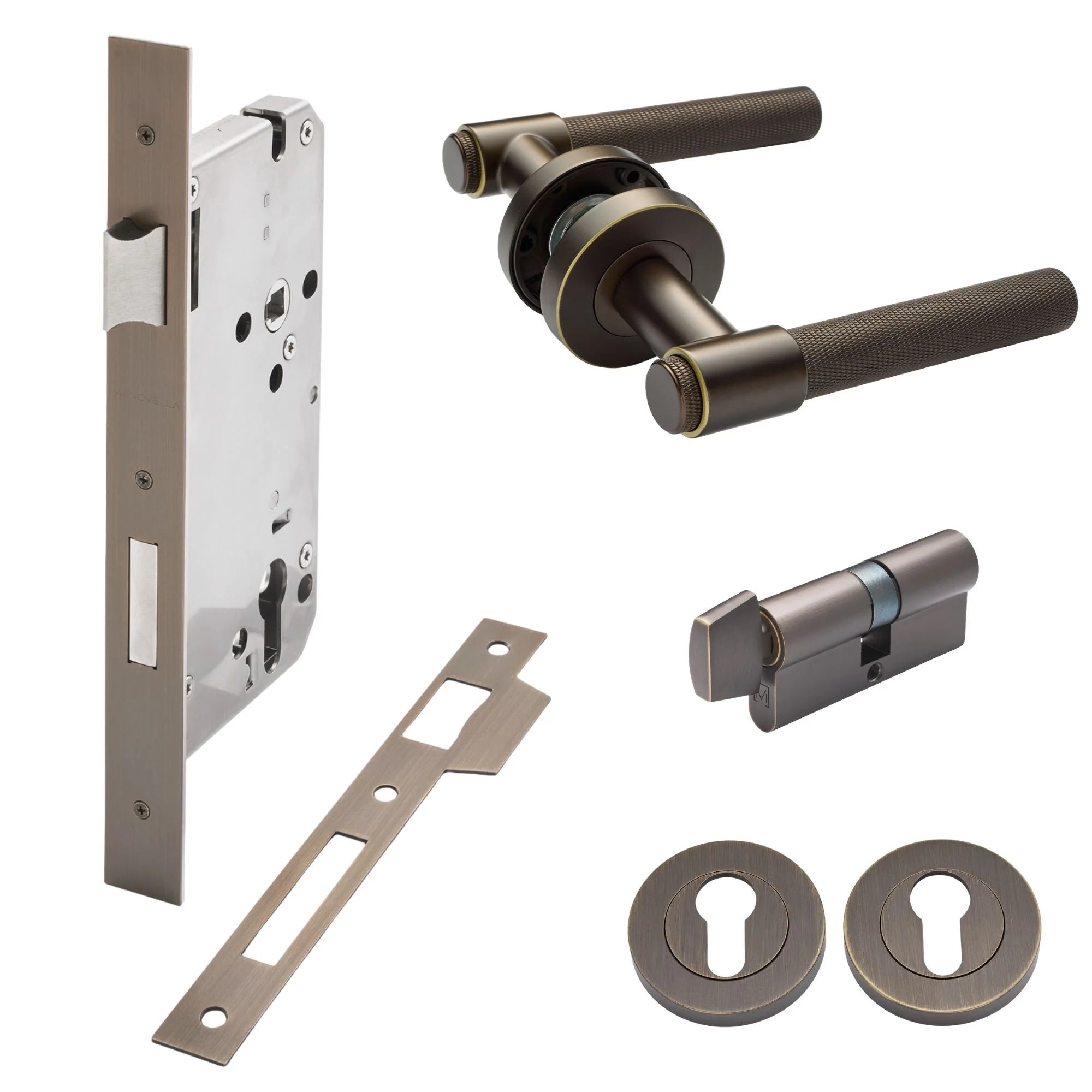 Aged Brass Entrance Door Kit Rosedale - Manovella