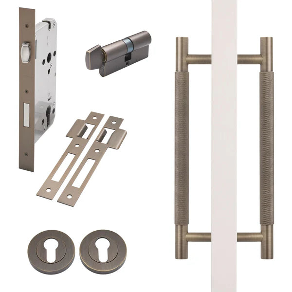 Aged Brass Roller Lock Kit - Charmian Pull - Manovella