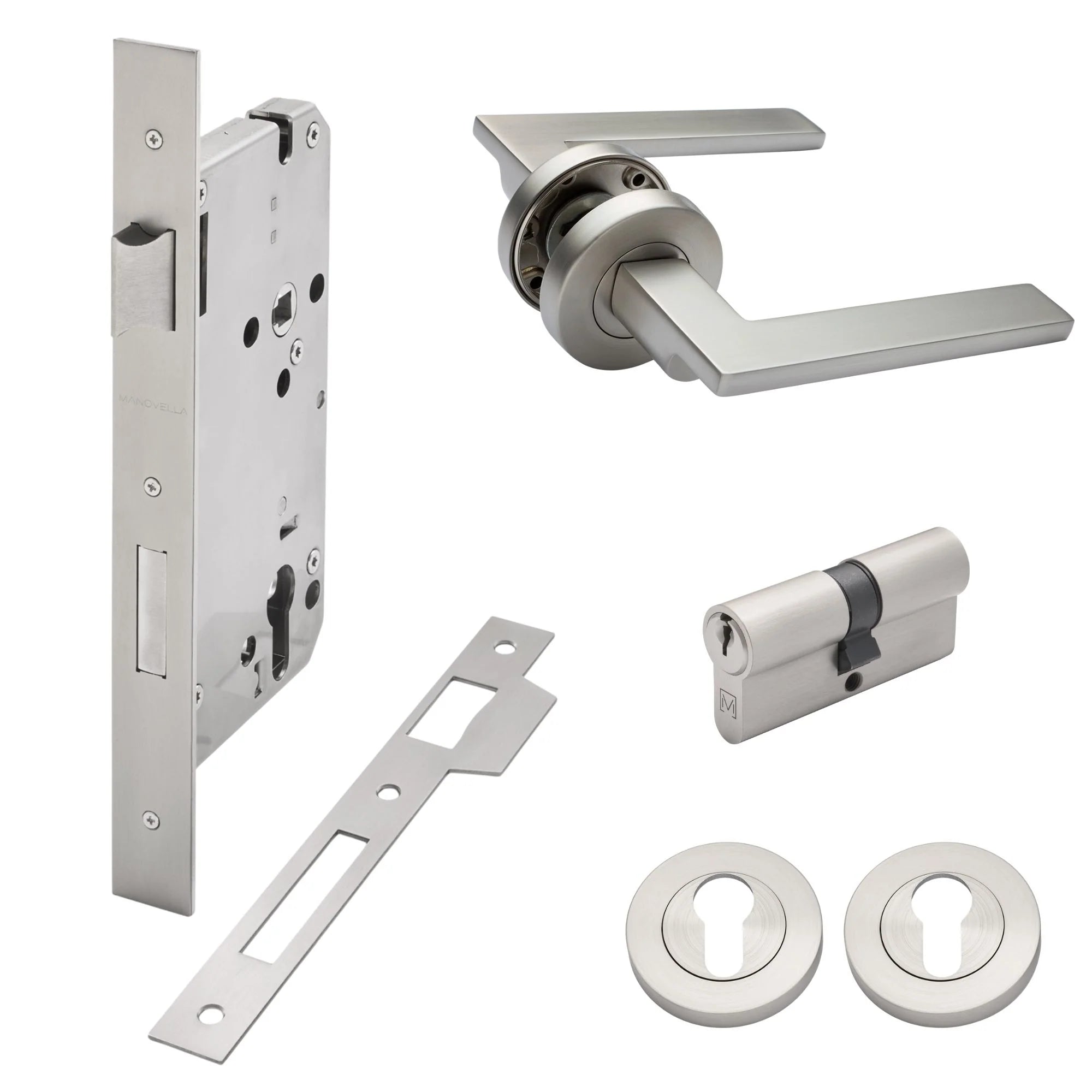 Brushed Nickel Entrance Door Kit Hamilton - Manovella