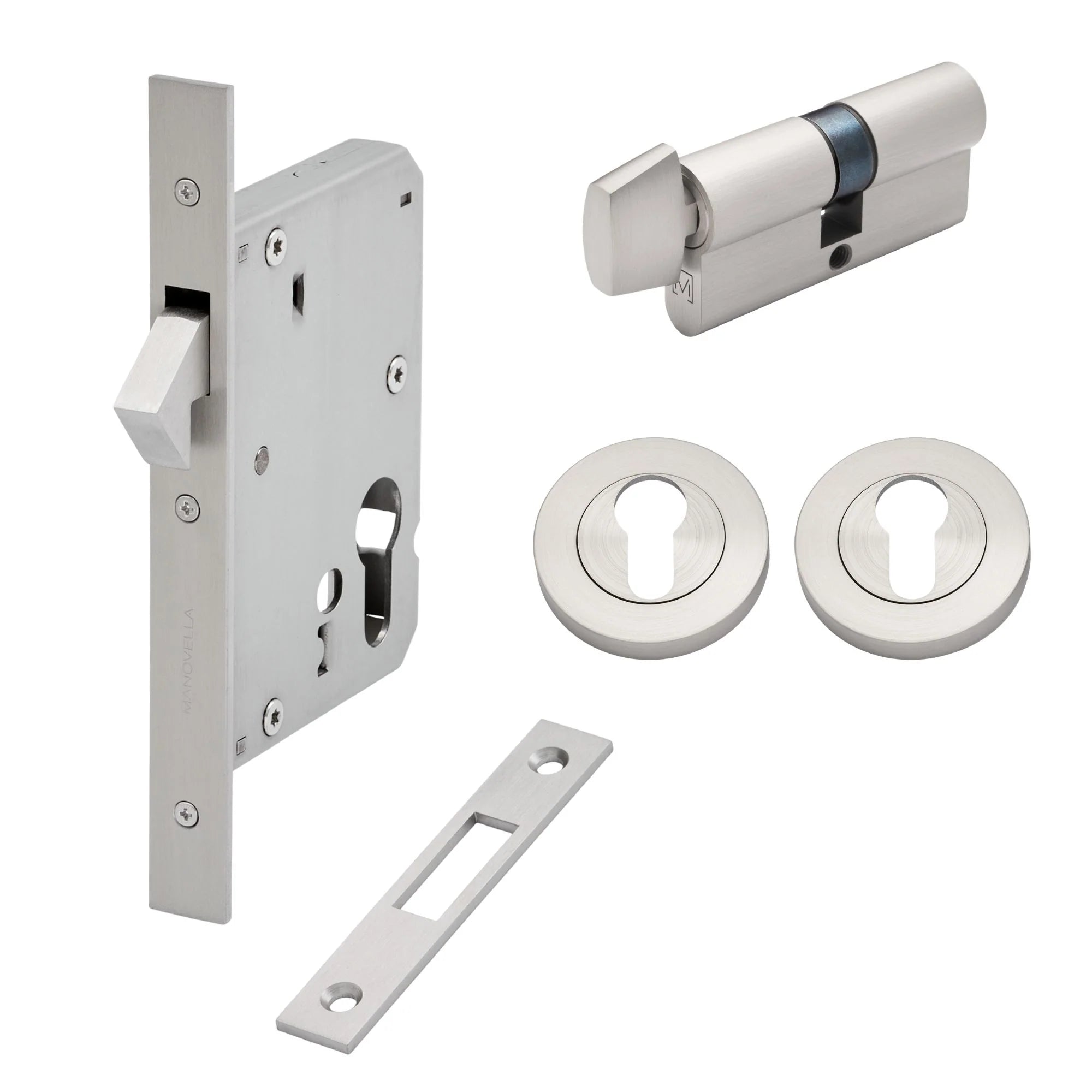 Brushed Nickel Sliding Door Lock Kit - Manovella