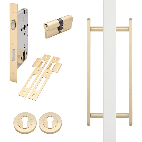 Satin Brass Roller Lock Kit - Imogen Pull - Manovella