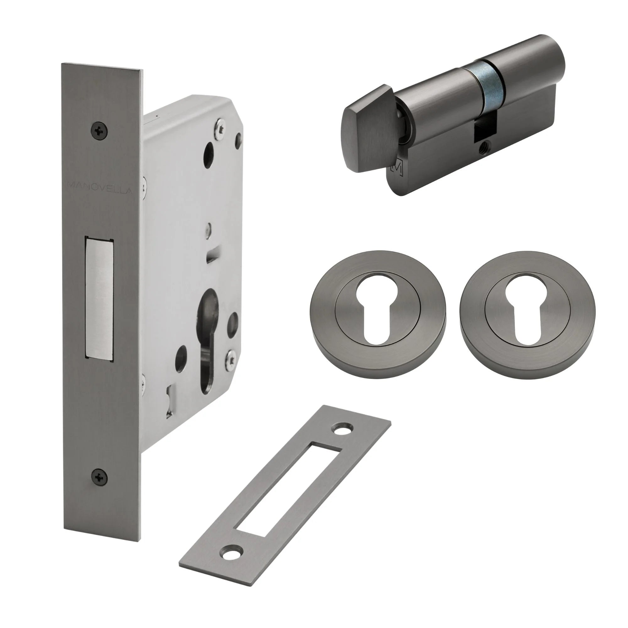 Gunmetal Euro Deadbolt Kit - Manovella