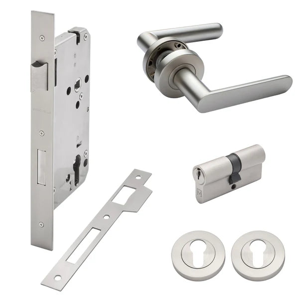 Brushed Nickel Entrance Door Kit Fairhaven - Manovella