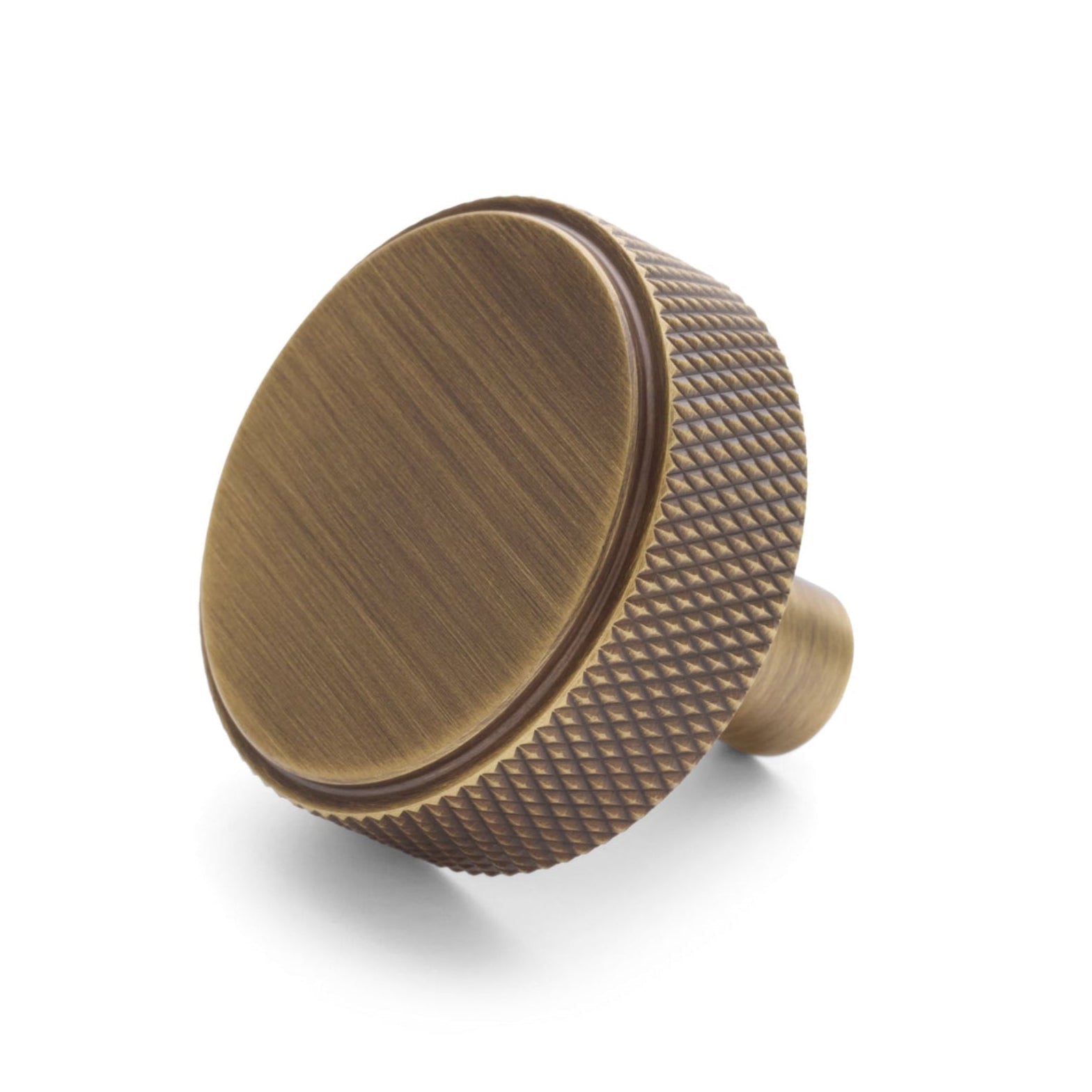 Aged Brass Round Knurled Cabinet Knob - Octavia - Manovella