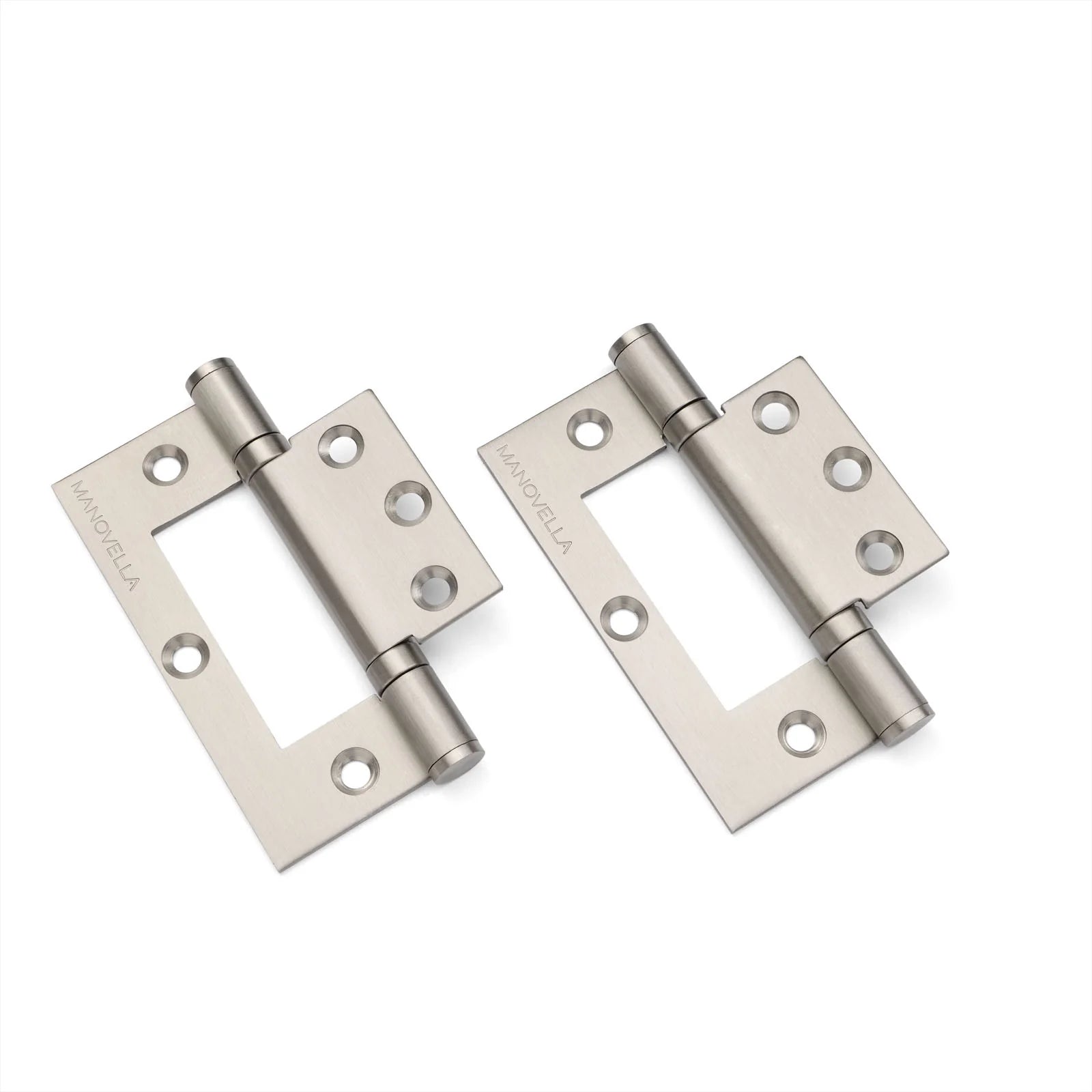 Brushed Nickel Ball Bearing Fast Fix Hinge (Pair) 100mm x 70mm - Manovella
