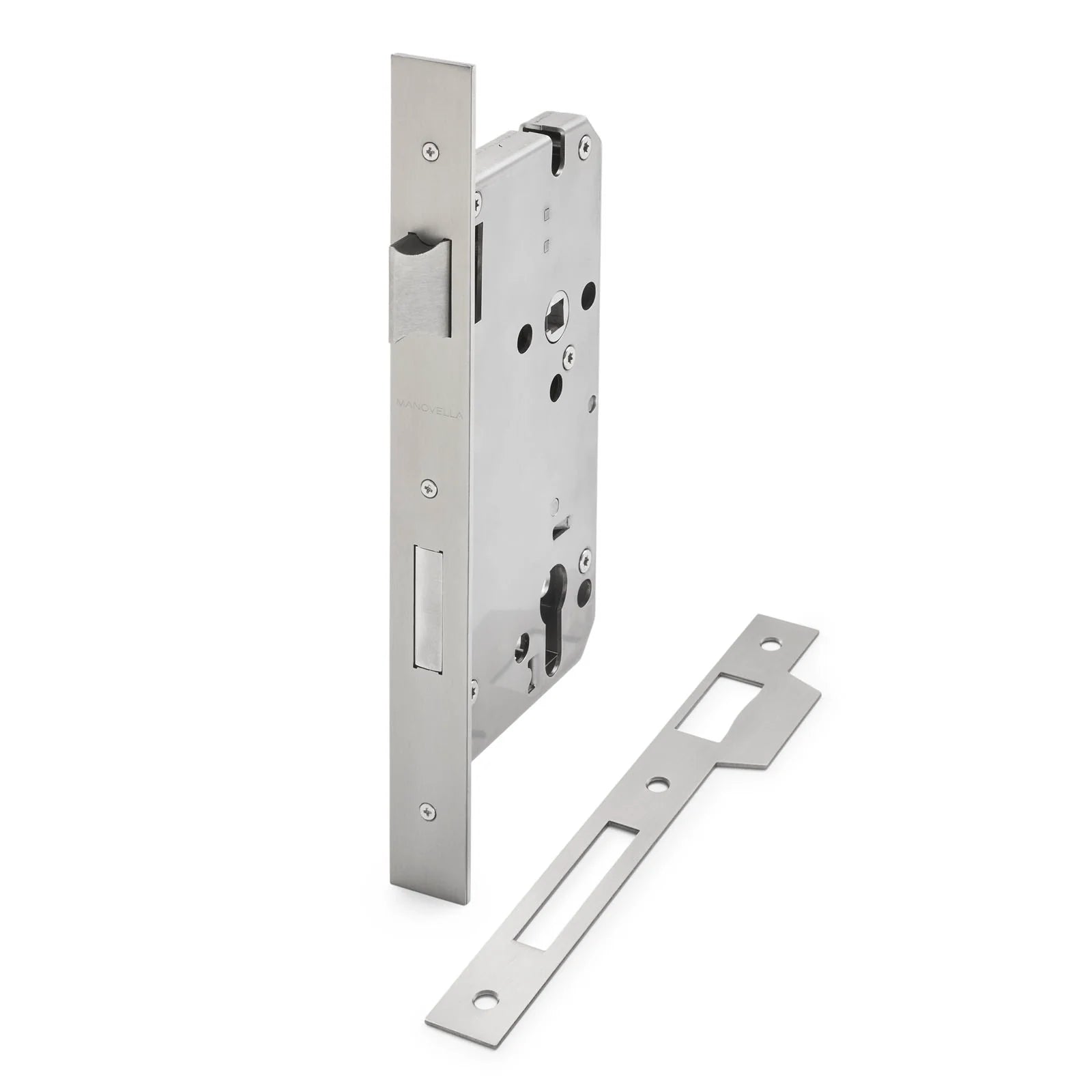 Brushed Nickel Euro Mortice Lock 316SSS (85mm Pitch 60mm Backset) - Manovella