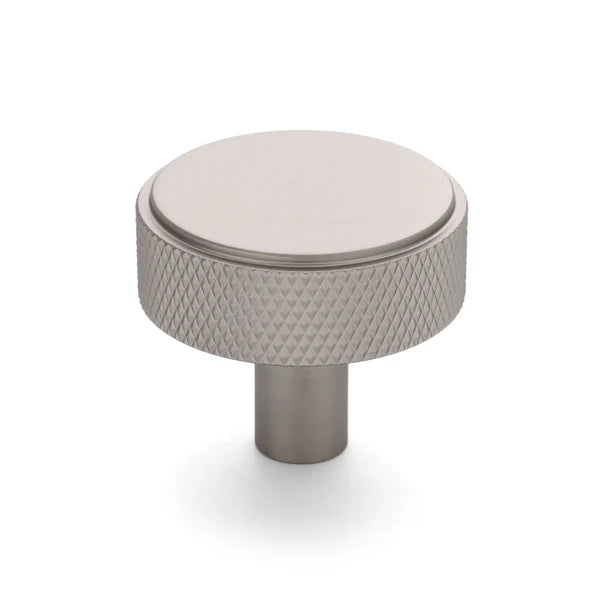 Brushed Nickel Round Knurled Cabinet Knob - Octavia - Manovella