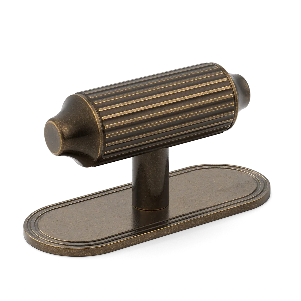 Barwick Ridged T-bar Handle with Backplate By Armac Martin