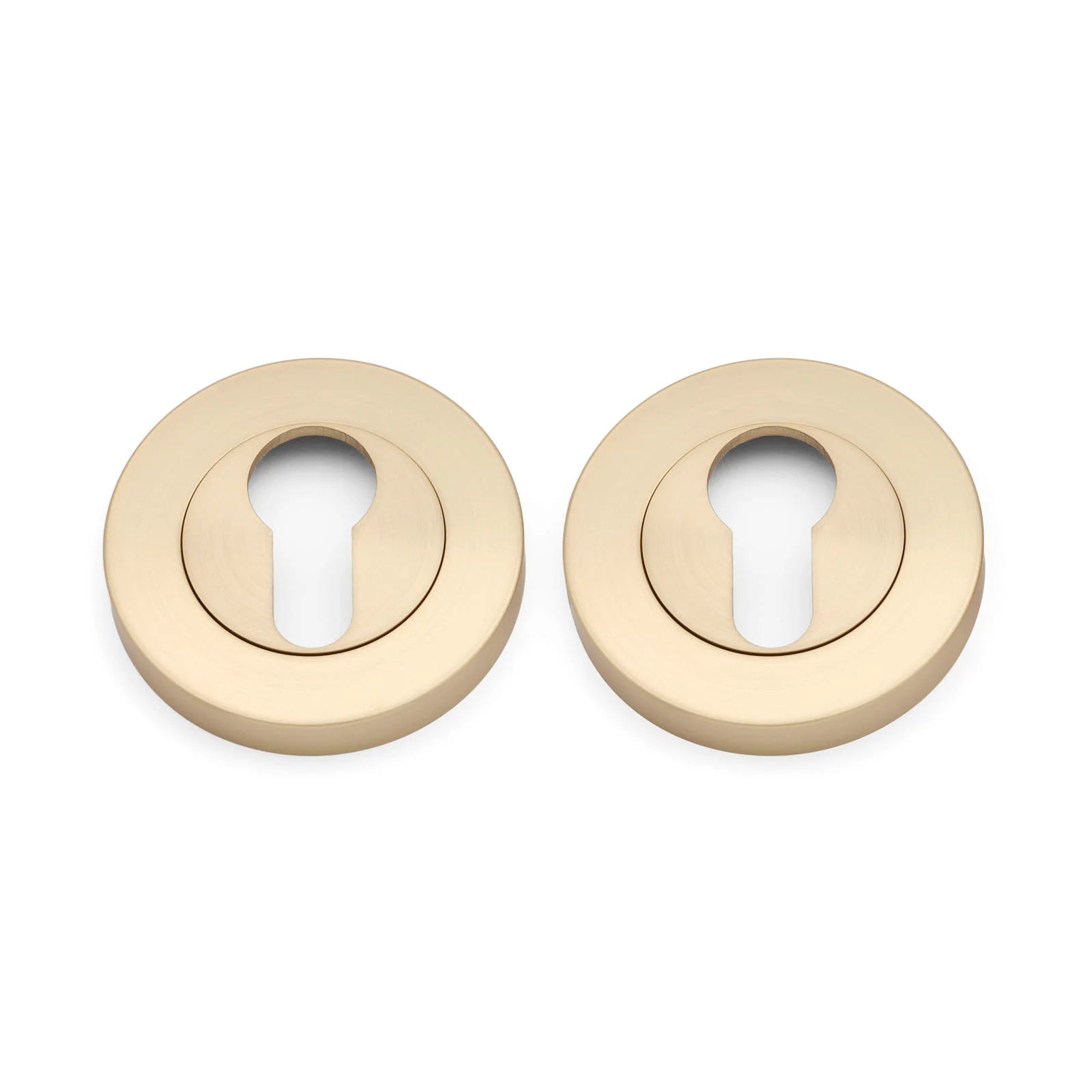 Satin Brass Euro Escutcheon (Pair) - Solid Brass - Manovella