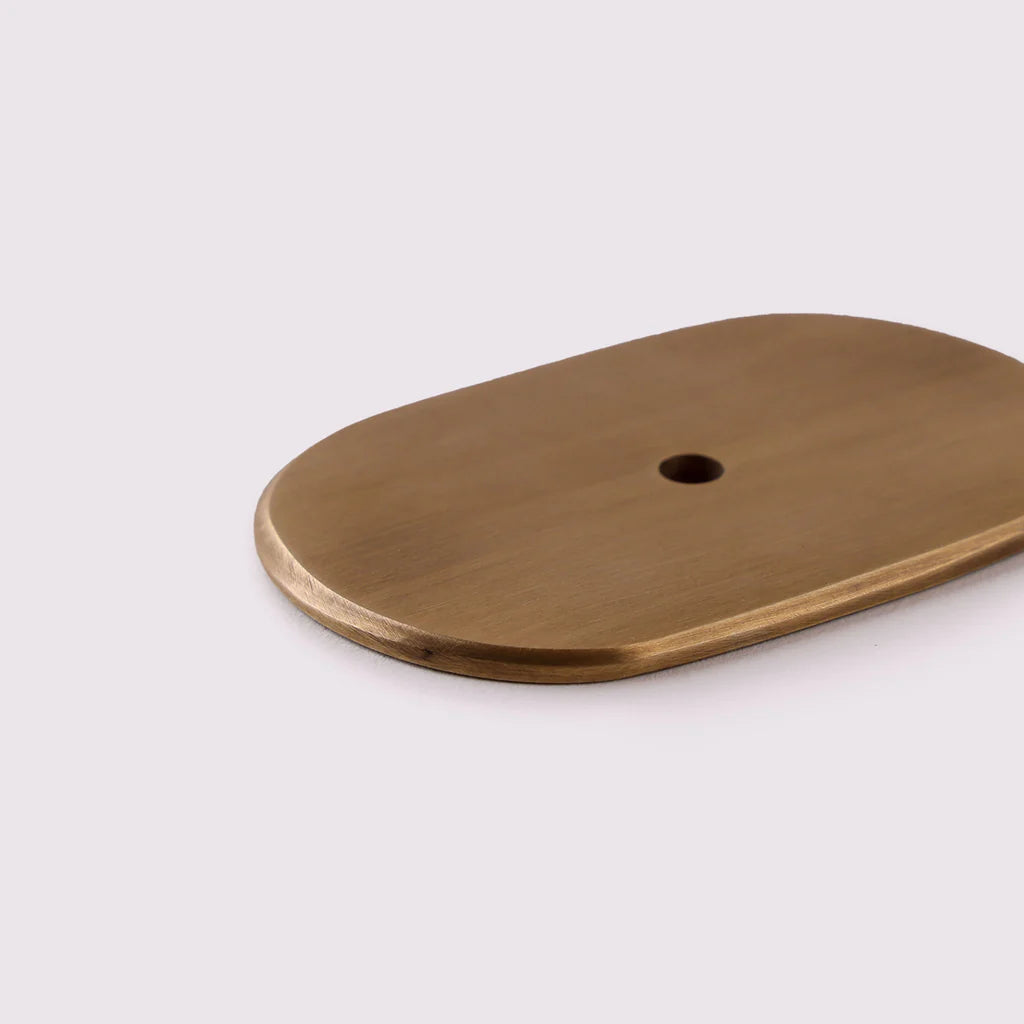 Curved Knob Backplate - Acid Wash Brass by Hepburn