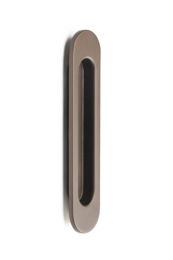 Oval Flush Pull (Single) – 150mm – Smooth Bronze