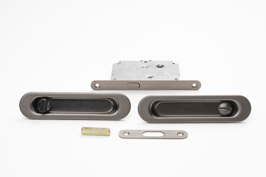 Oval Privacy Sliding Kit – 150mm – Smooth Graphite