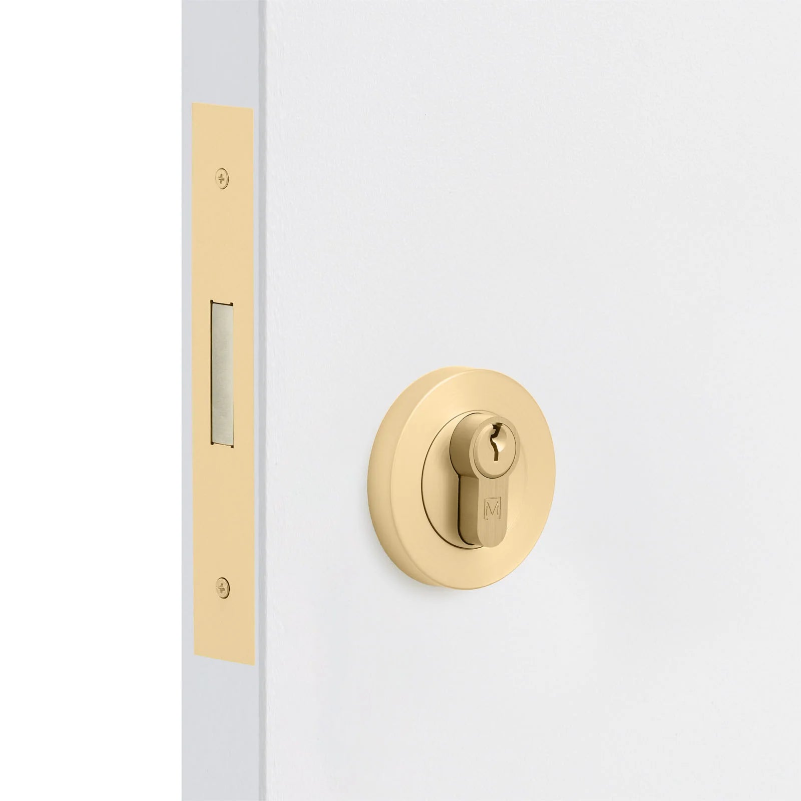 Satin Brass Euro Deadbolt Kit - Manovella