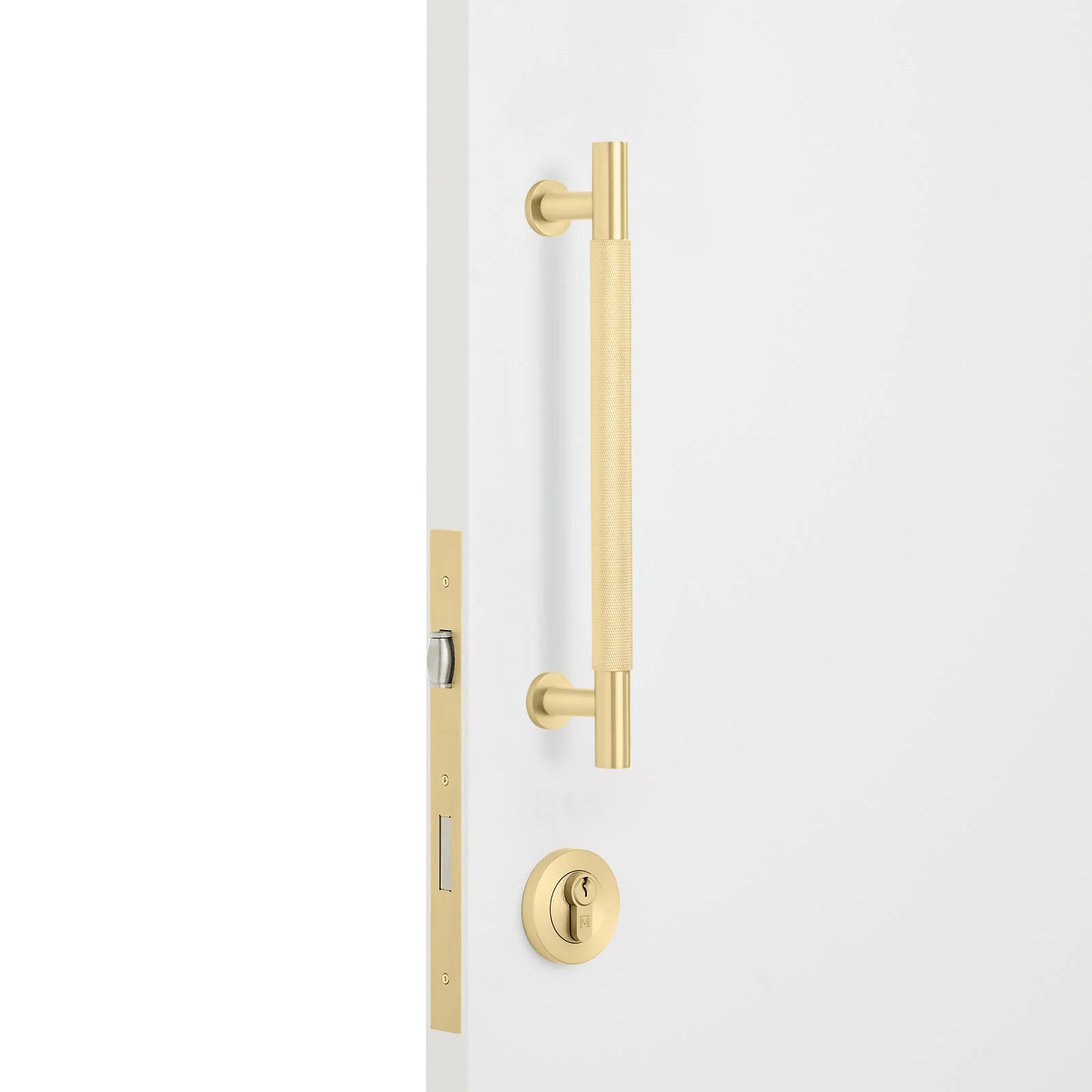 Satin Brass Roller Lock Kit - Charmian Pull - Manovella