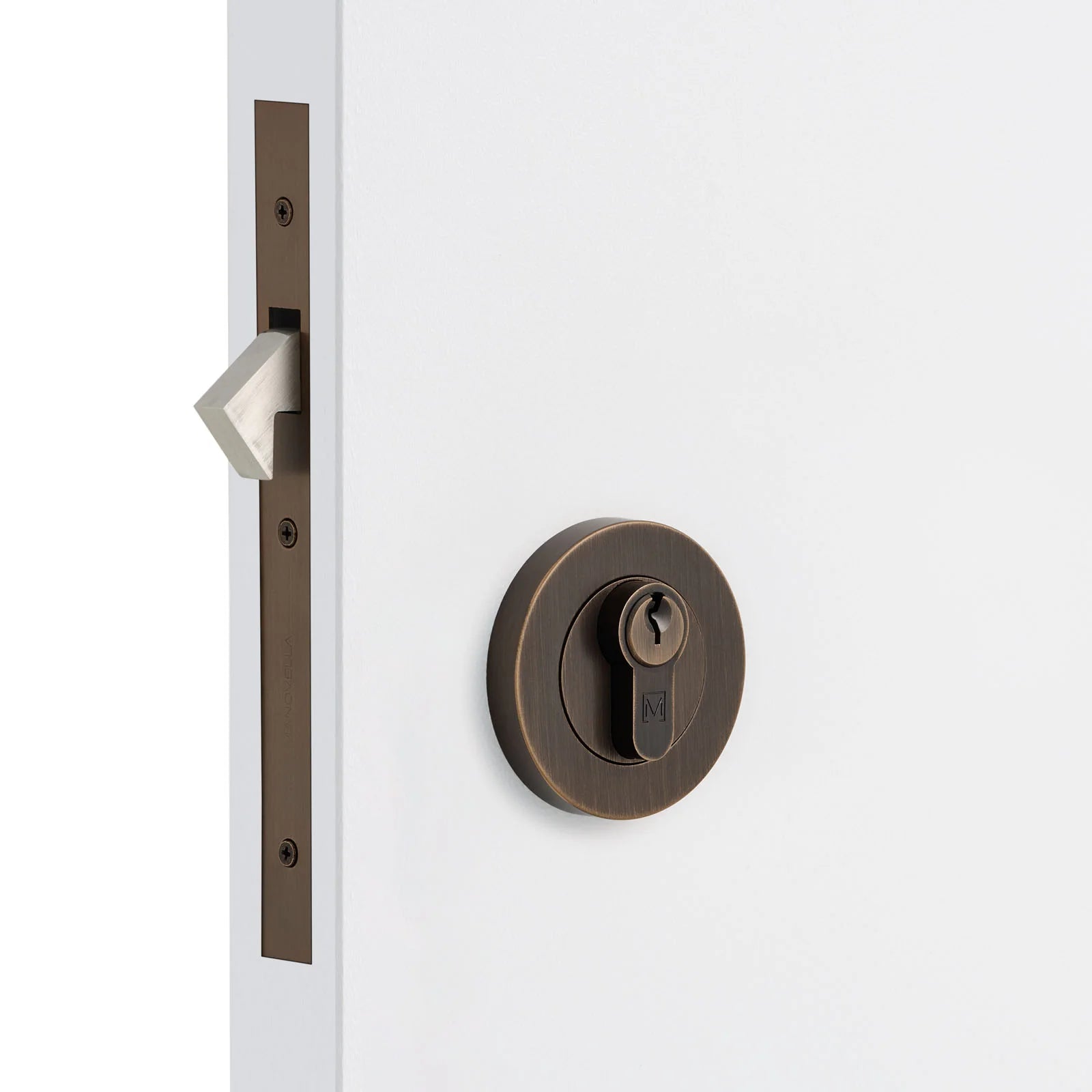 Aged Brass Sliding Door Lock Kit - Manovella