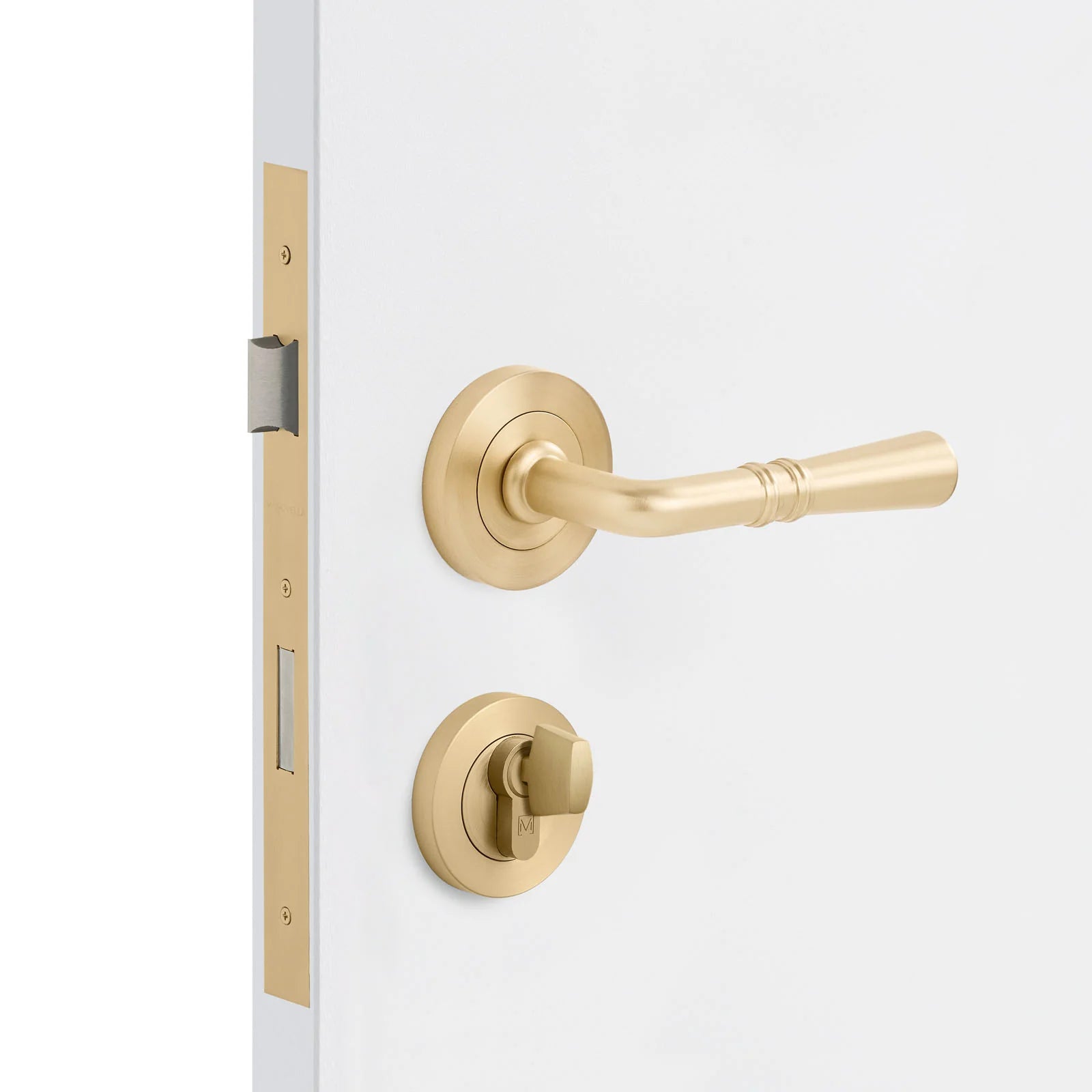 Satin Brass Entrance Door Kit Lexton - Manovella