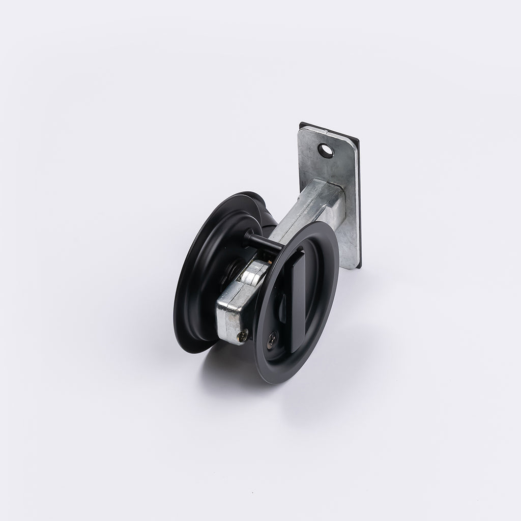 Matt Black Round Sliding Cavity Privacy Lock - Manovella