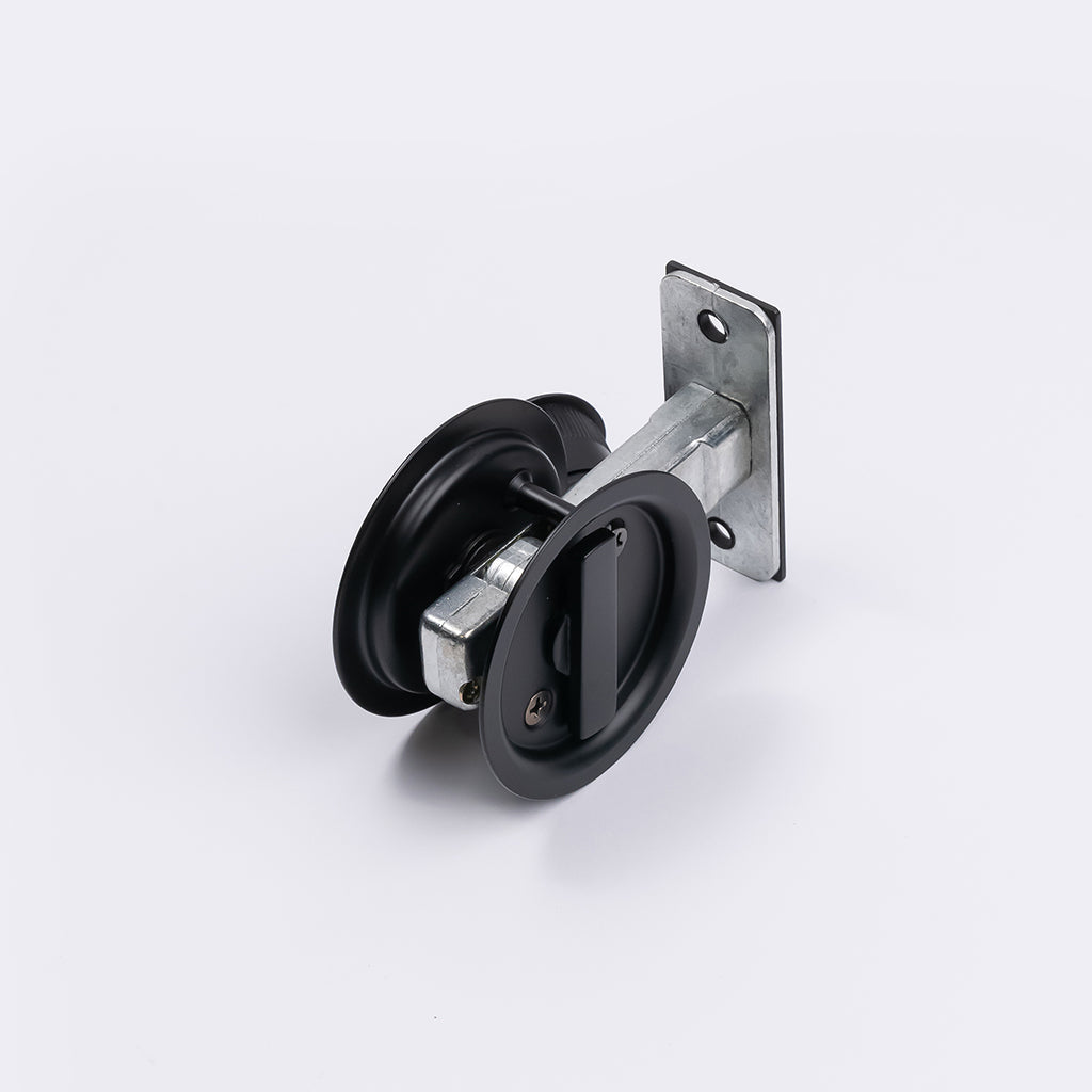 Matt Black Round Sliding Cavity Privacy Lock - Manovella