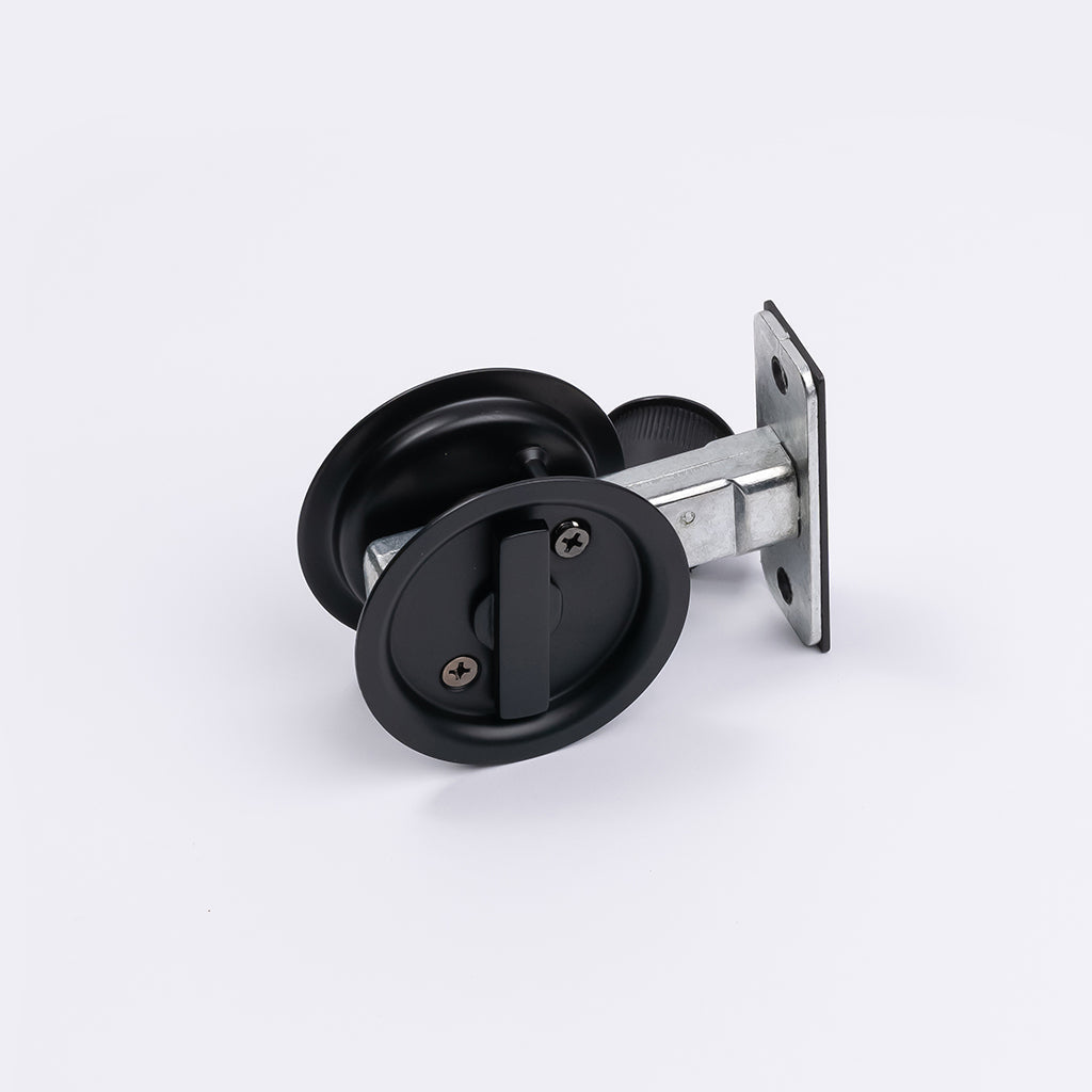Matt Black Round Sliding Cavity Privacy Lock - Manovella