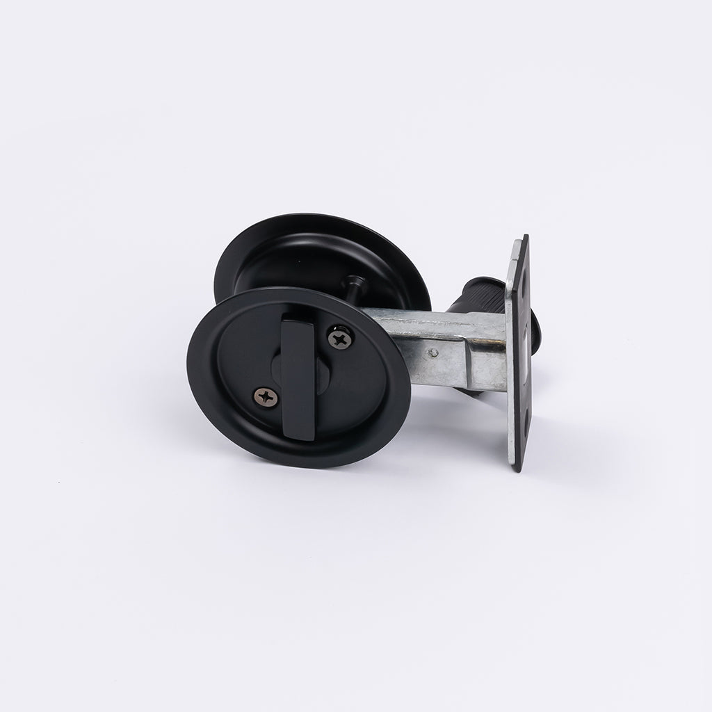 Matt Black Round Sliding Cavity Privacy Lock - Manovella
