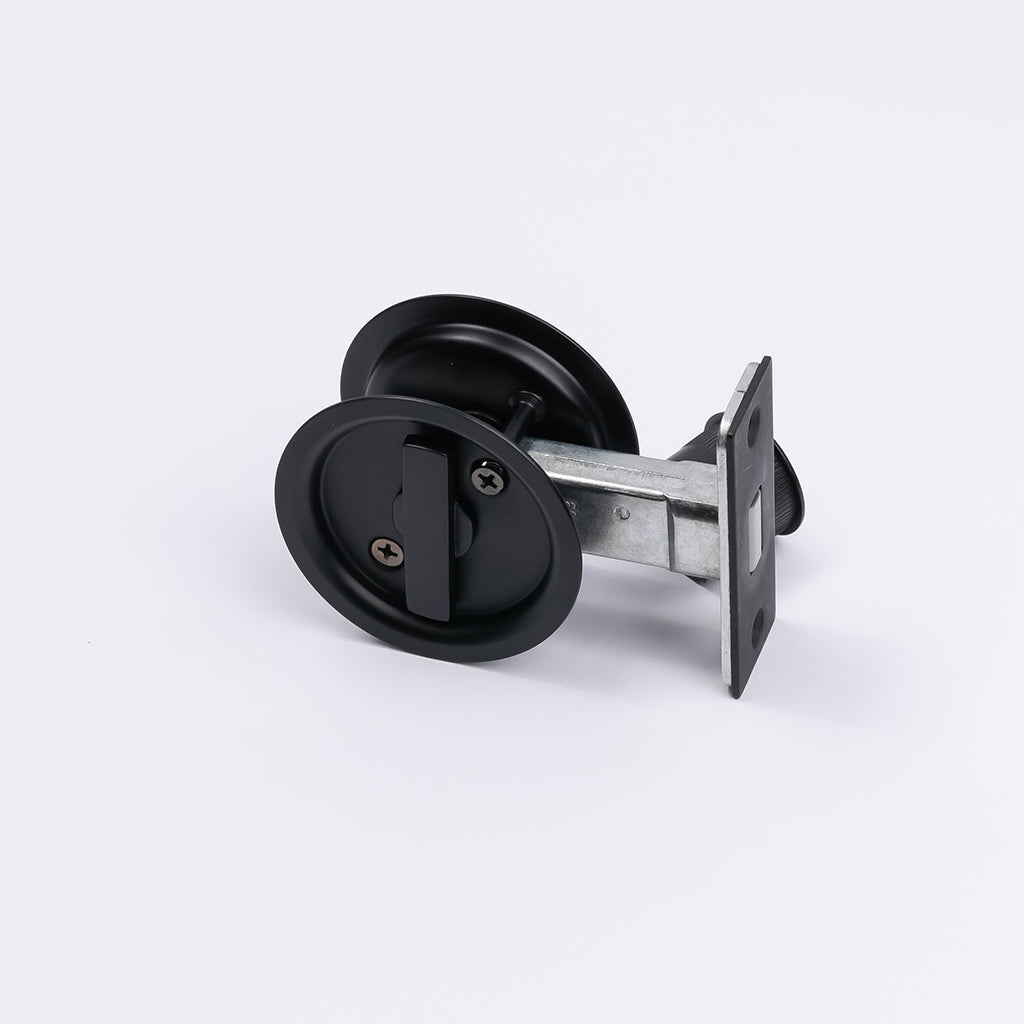 Matt Black Round Sliding Cavity Privacy Lock - Manovella