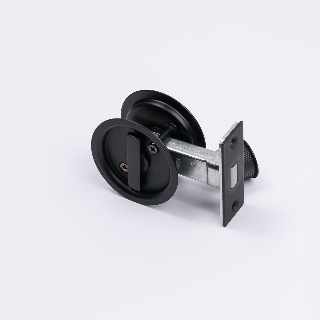 Matt Black Round Sliding Cavity Privacy Lock - Manovella