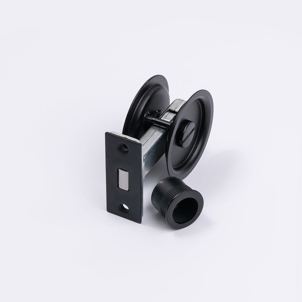 Matt Black Round Sliding Cavity Privacy Lock - Manovella
