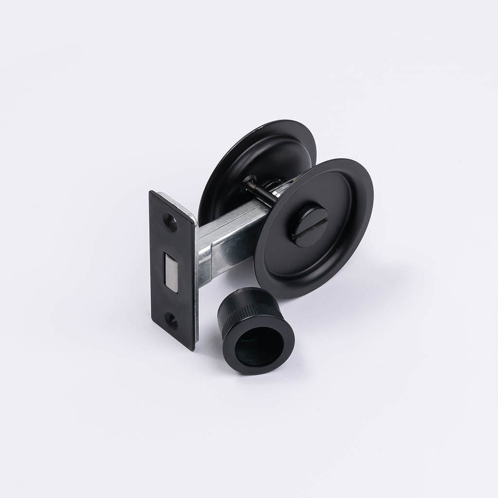 Matt Black Round Sliding Cavity Privacy Lock - Manovella