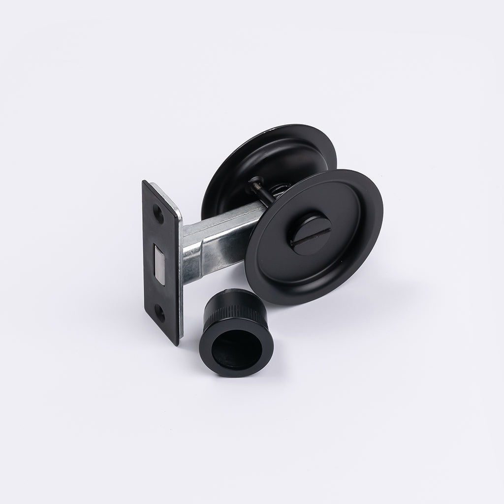 Matt Black Round Sliding Cavity Privacy Lock - Manovella