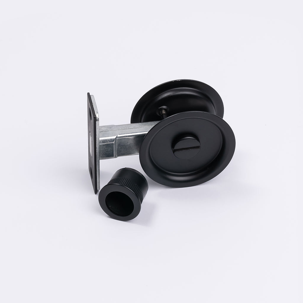 Matt Black Round Sliding Cavity Privacy Lock - Manovella