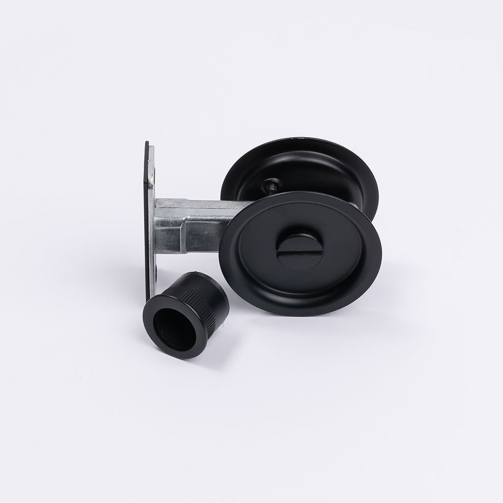 Matt Black Round Sliding Cavity Privacy Lock - Manovella