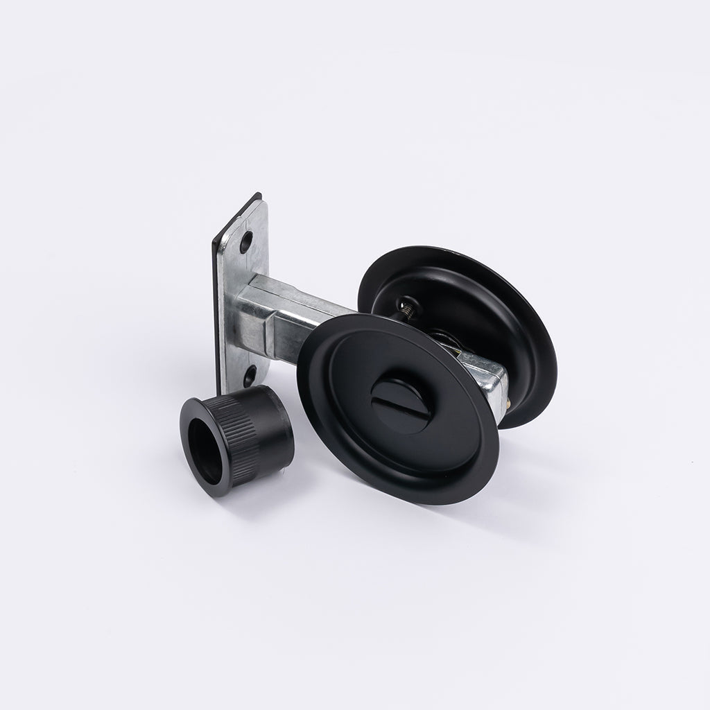 Matt Black Round Sliding Cavity Privacy Lock - Manovella