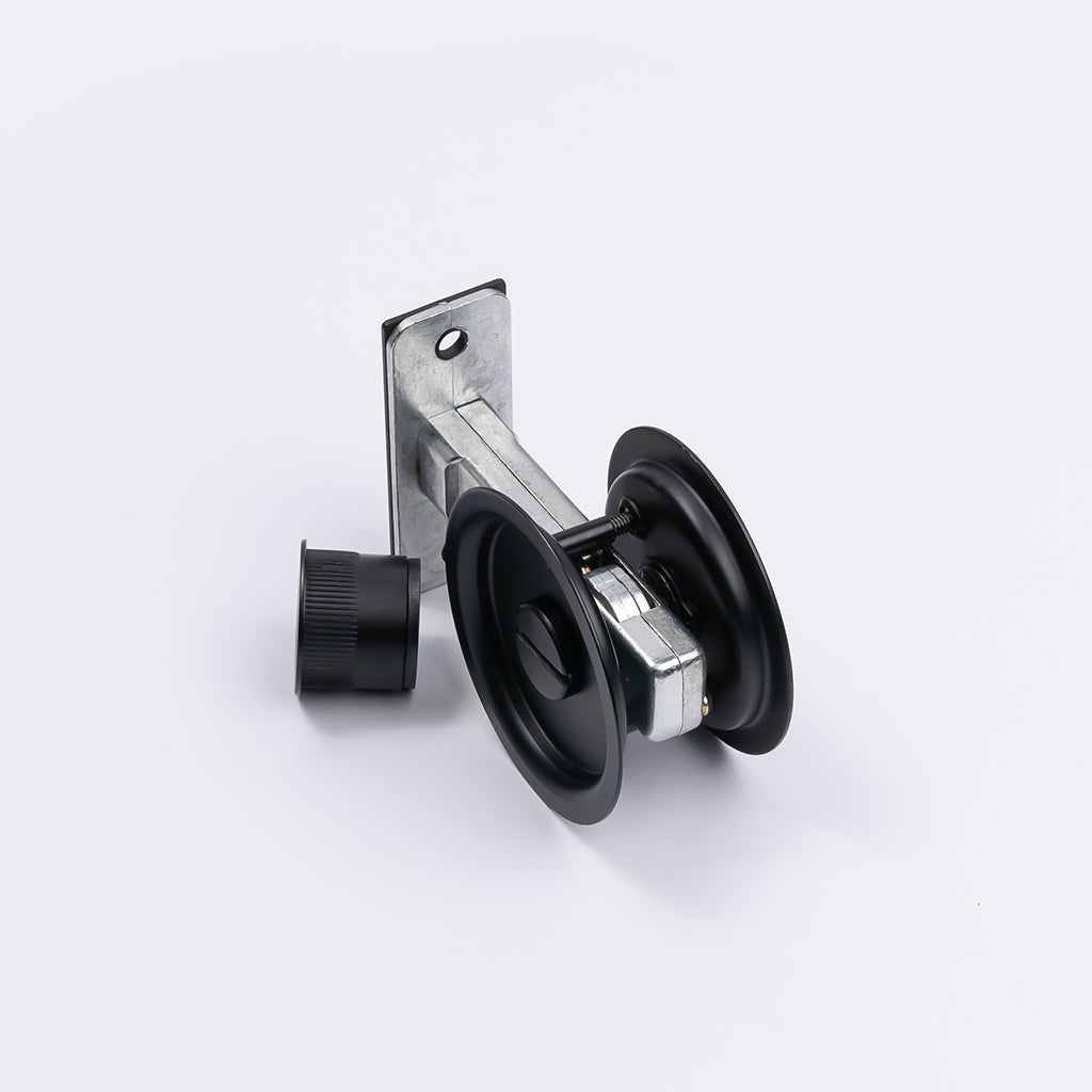 Matt Black Round Sliding Cavity Privacy Lock - Manovella