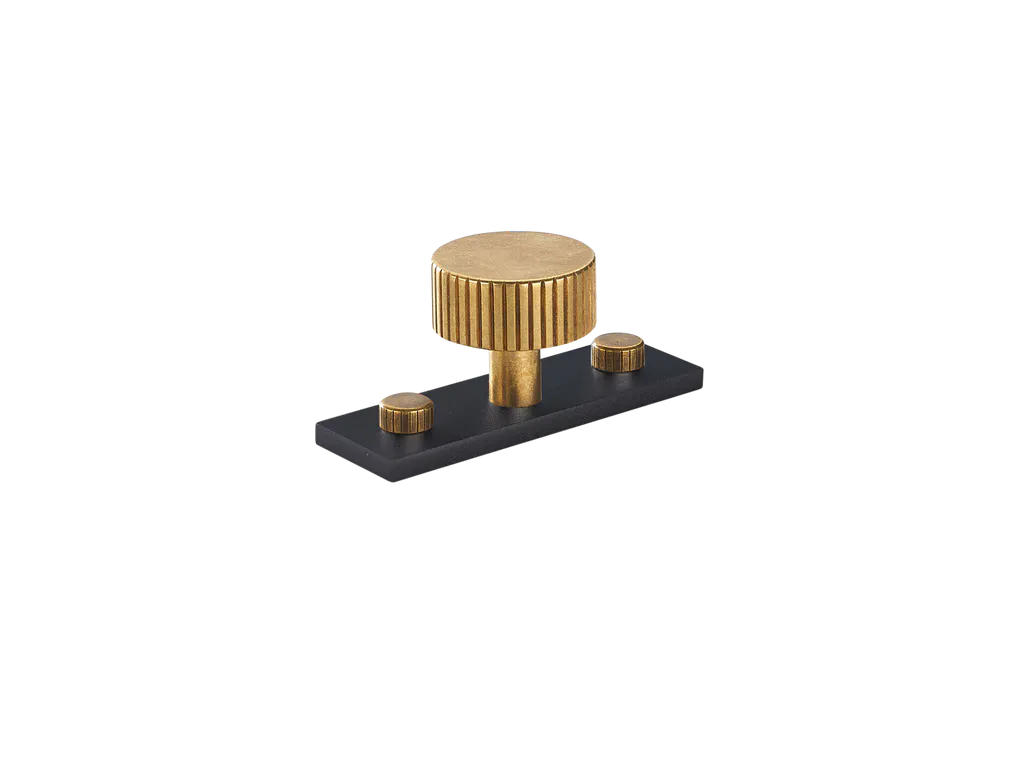 MIX Straight Knurled Cabinet Knob & Backplate - Mixed Finish By Armac Martin