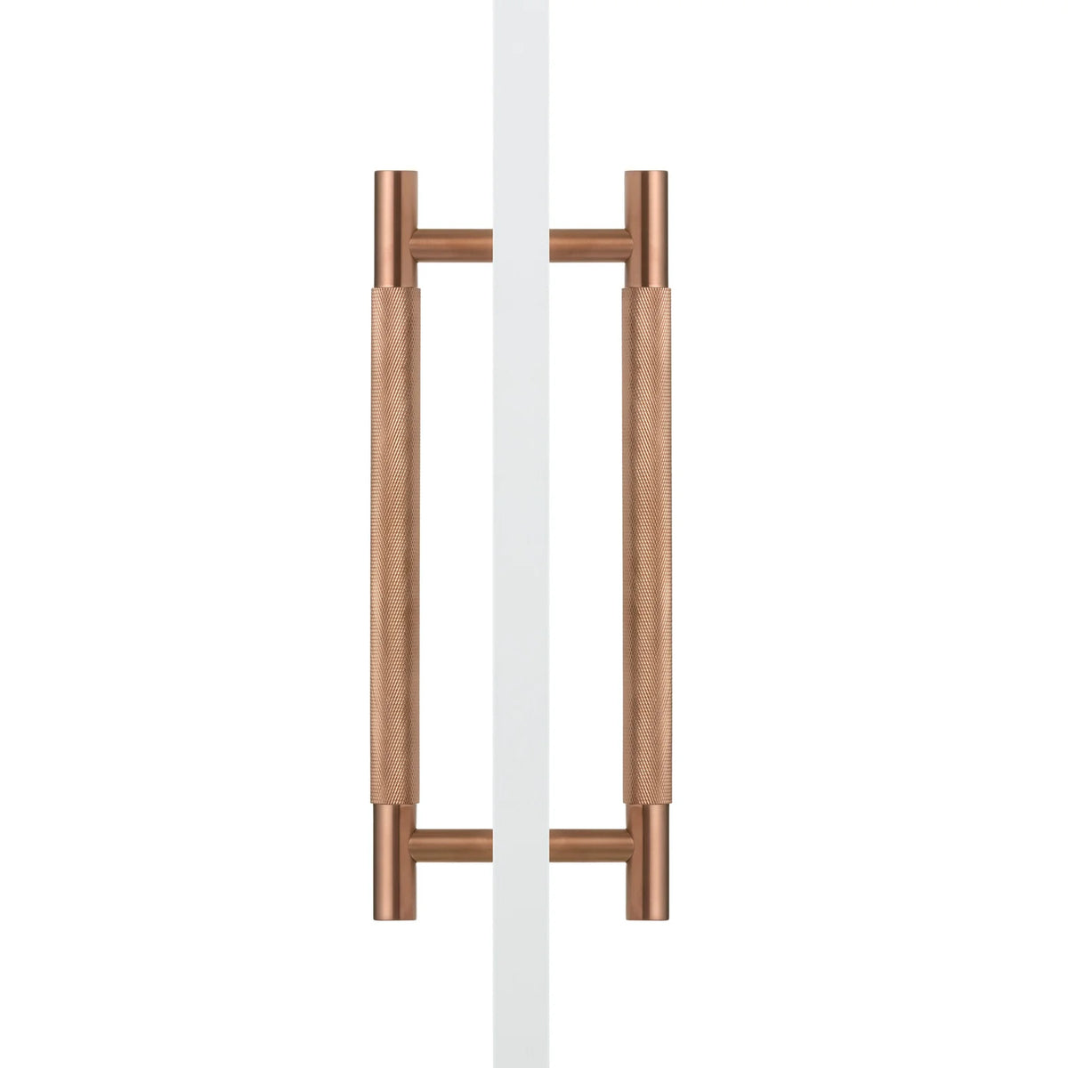 Brushed Copper PVD Knurled Back to Back Door Pull - Charmian - Manovella