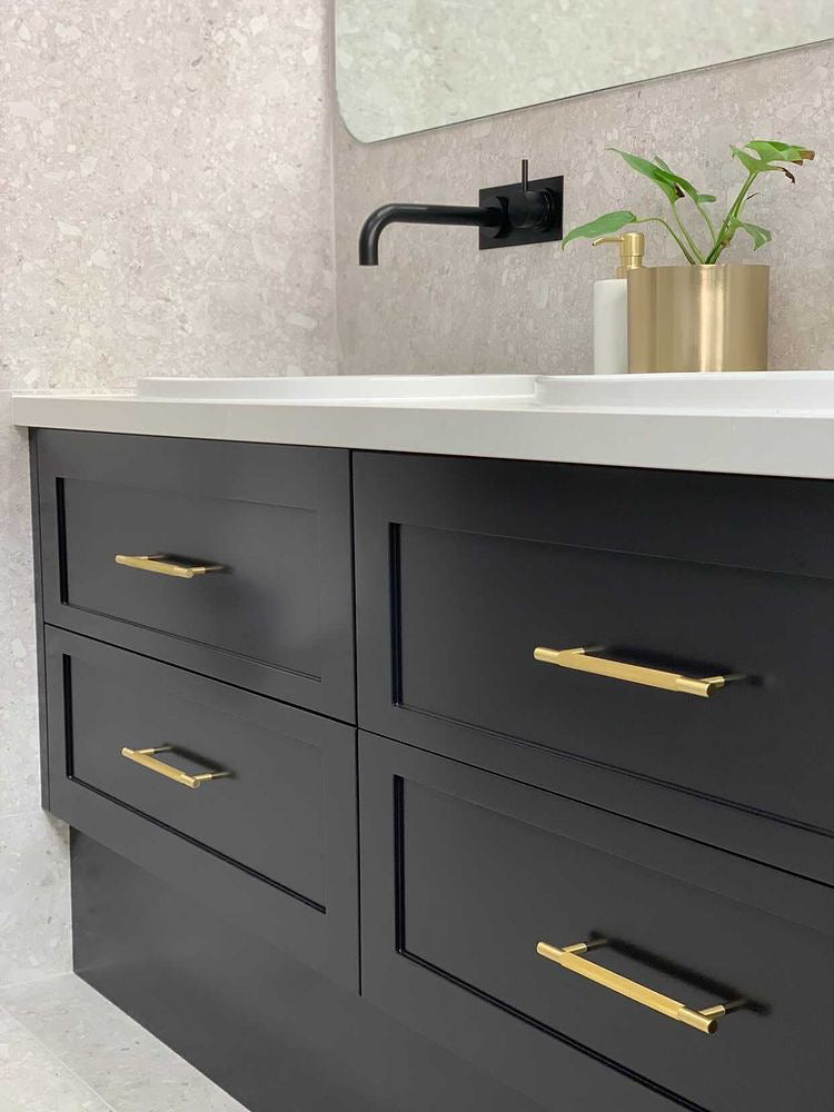 Brushed Brass Knurled Drawer Pull - Charmian - Manovella