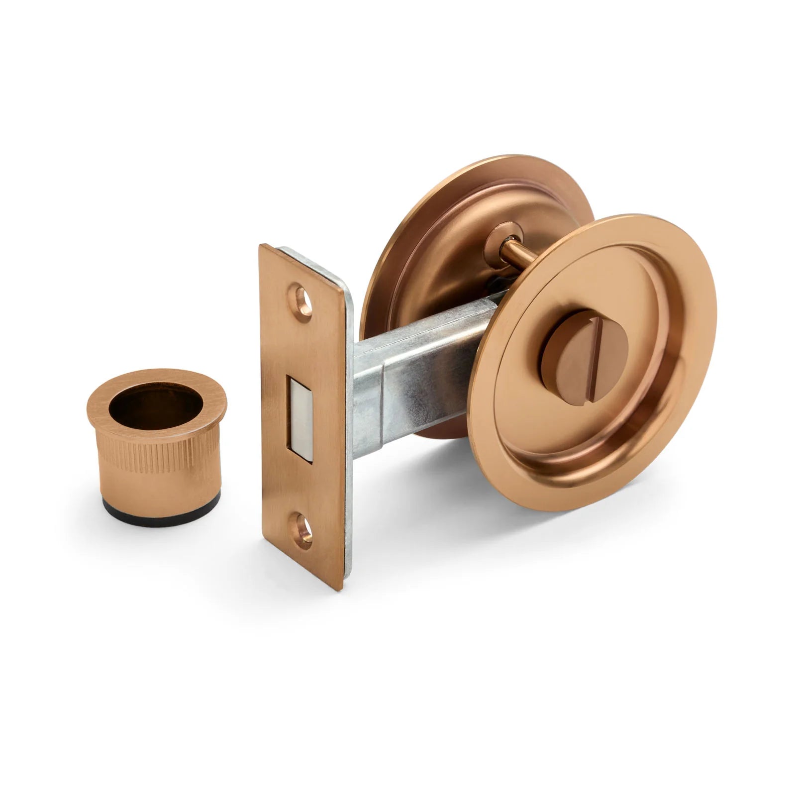Brushed Copper Round Sliding Cavity Privacy Lock - Manovella