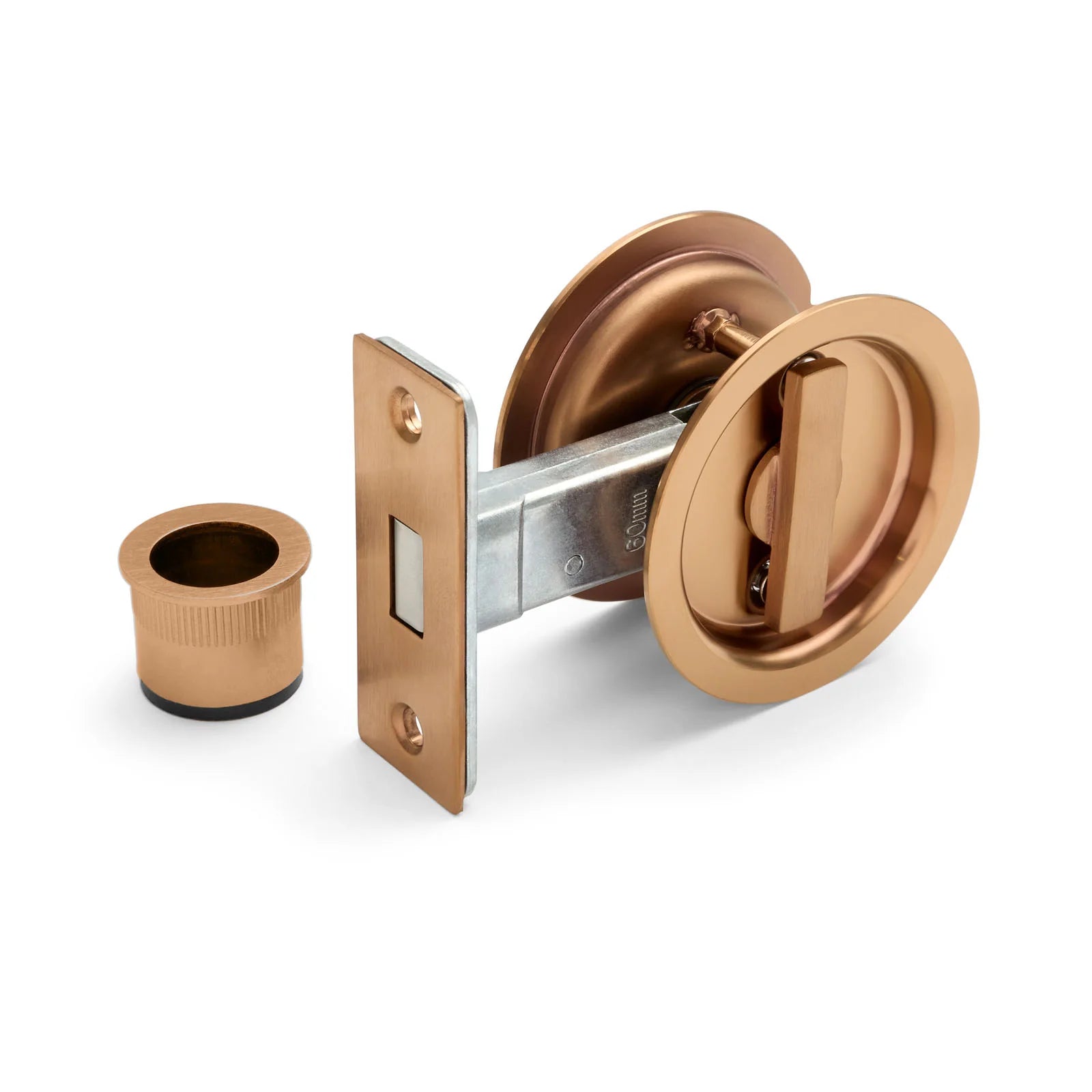 Brushed Copper Round Sliding Cavity Privacy Lock - Manovella