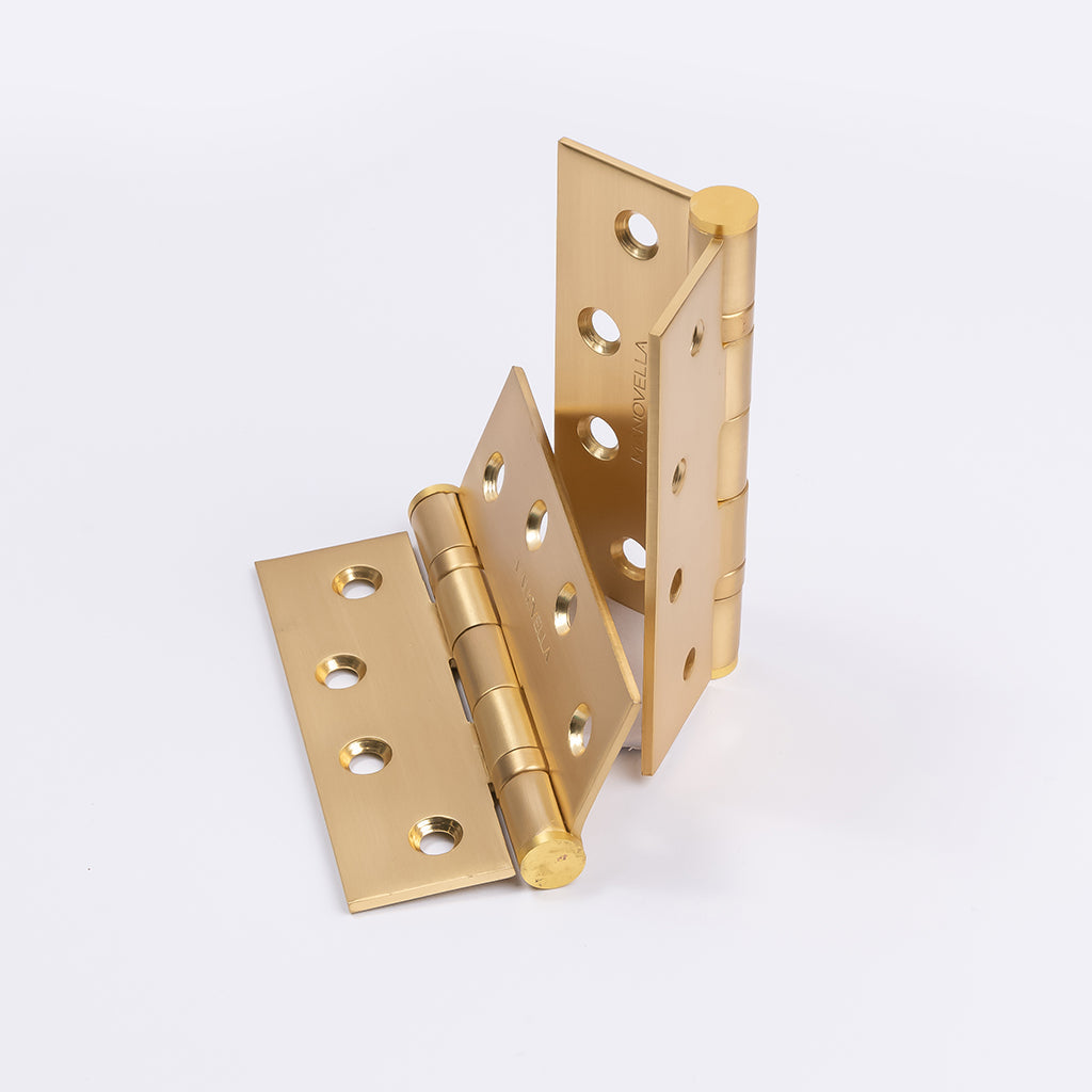 Satin Brass Ball Bearing Hinge (Pair) 100mm x 75mm - Manovella