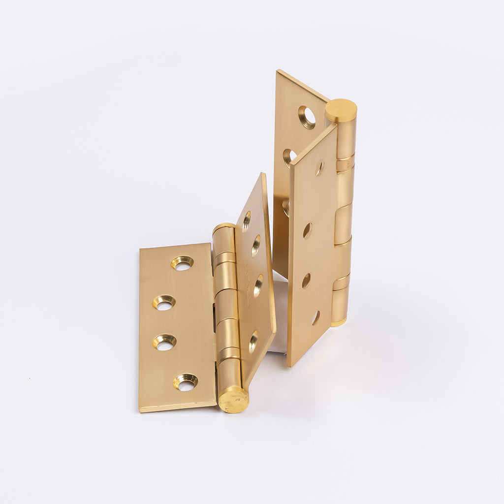 Satin Brass Ball Bearing Hinge (Pair) 100mm x 75mm - Manovella