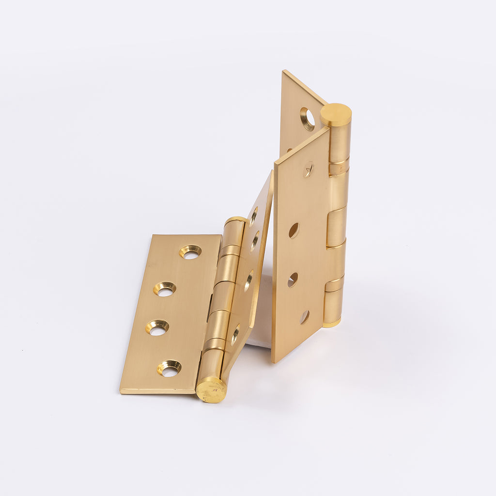Satin Brass Ball Bearing Hinge (Pair) 100mm x 75mm - Manovella