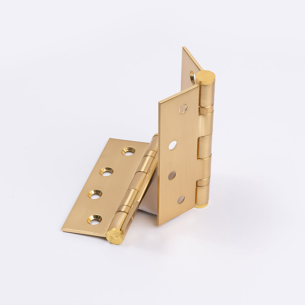 Satin Brass Ball Bearing Hinge (Pair) 100mm x 75mm - Manovella