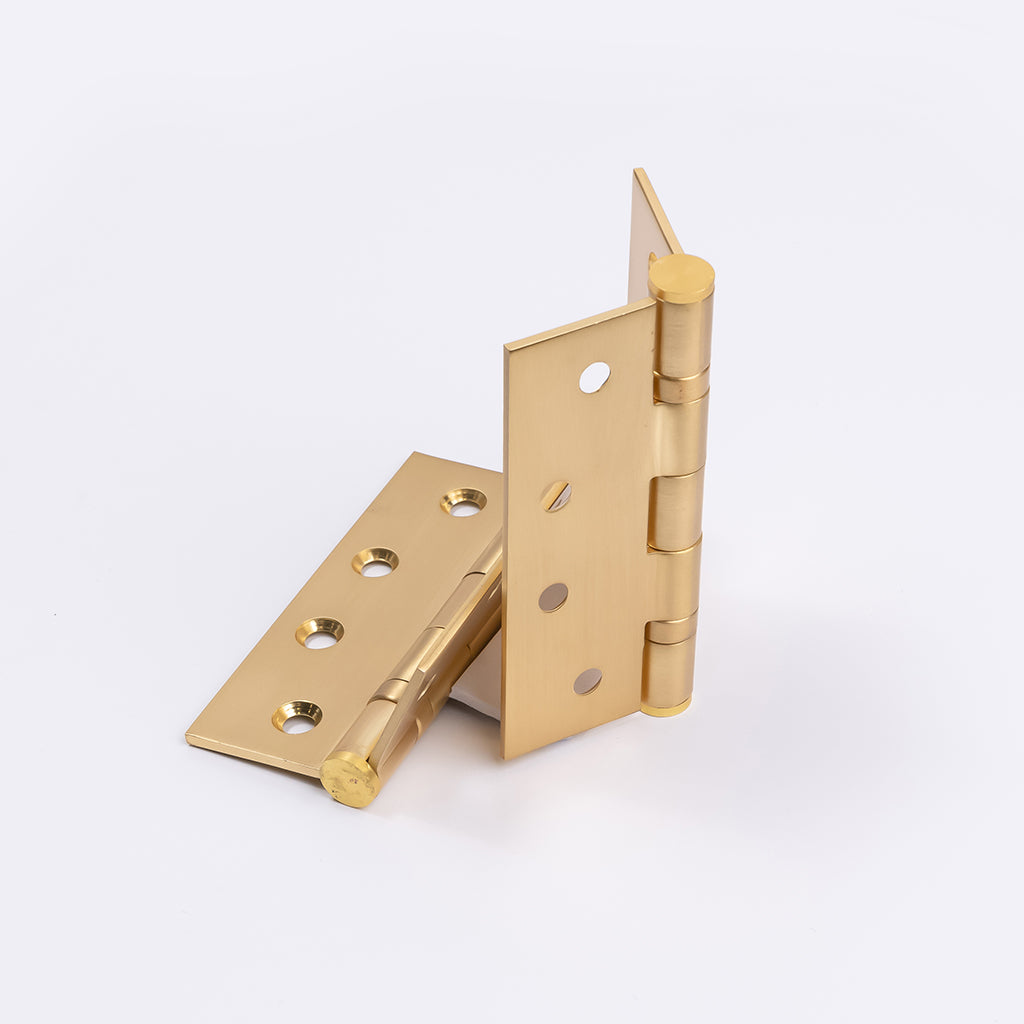 Satin Brass Ball Bearing Hinge (Pair) 100mm x 75mm - Manovella