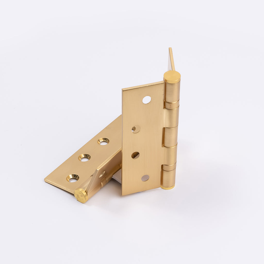 Satin Brass Ball Bearing Hinge (Pair) 100mm x 75mm - Manovella