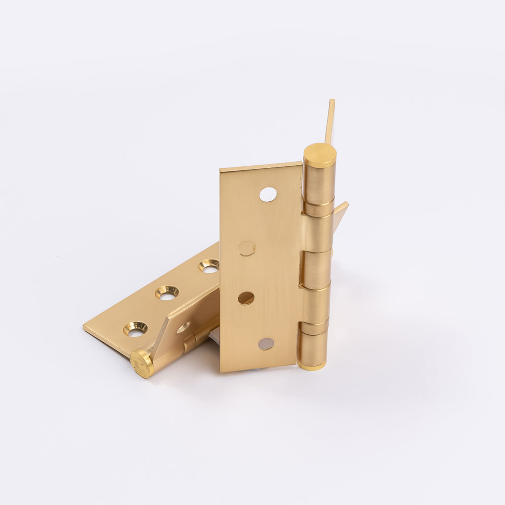 Satin Brass Ball Bearing Hinge (Pair) 100mm x 75mm - Manovella